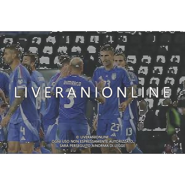 Gianluca Mancini of Italy celebrates the goal with team mate during Italy vs Israel, European Qualifier, Group I, matchday 8, game at Bluenergy stadium in Udine (UD), Italy, on October 14, 2025. (Photo by Davide Casentini) ©TVDC Casentini Davide - AGENZIA ALDO LIVERANI SAS