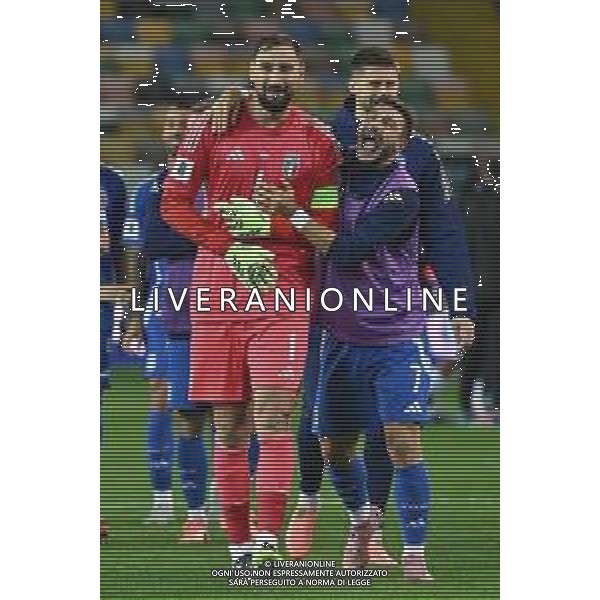 TVRG Italia vs Israele nella foto Gianluigi Donnarumma (Italia) SX e Riccardo Orsolini (Italia) DX Udine 14-10-2025 Stadio Friuli Italia vs Israele Qualificazioni Mondiali 2026 Gruppo I - 8a giornata foto Roberto Garavaglia/Agenzia Aldo Liverani sas