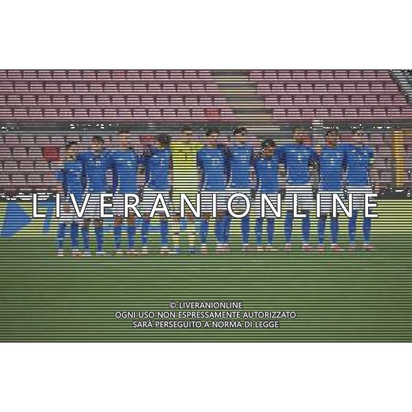 TVRCOR – Nazionale maschile Under 21 – qualificazione Europei U21 – Italia U-21 vs Armenia U-21 - Fase a gironi Gruppo E – Stadio Giovanni Zini Cremona (CR) 14-10-2025 nella foto minuto di silenzio Italia, Lorenzo Palmisani, Luca Marianucci, Marco Palestra, Luca Lipani, Filippo Mane, Luigi Cherubini, Cher Ndour, Francesco Camarda, Luca Koleosho, Davide Bartesaghi, Niccolò Pisilli ©TVRCOR Roberta Corradin - AGENZIA ALDO LIVERANI SAS