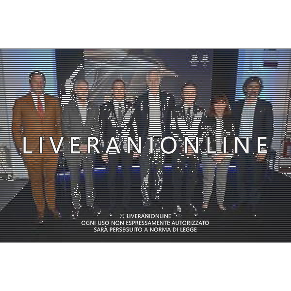 TVRG Presentazione cerimonia inaugurale Milano Cortina 2026 nella foto da SX Marco Balich, Andrea Varnier, Giuseppe Sala, Giovanni Malagò, Attilio Fontana, Maria Luisa Iascone e Damiano Tommasi Milano 16-10-2025 Conferenza stampa di presentazione della cerimonia inaugurale dei Giochi Olimpici Milano Cortina 2026 foto Roberto Garavaglia/Agenzia Aldo Liverani sas