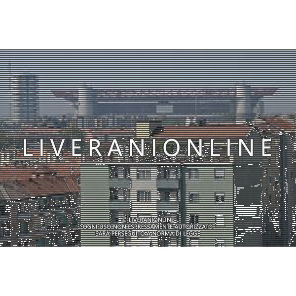 TVRG Stadio Meazza di San Siro Vedute Esterno Milano 16-10-2025 Lo stadio Giuseppe Meazza San Siro visto da un palazzo di piazzale Brescia foto Roberto Garavaglia/Agenzia Aldo Liverani sas- AGENZIA ALDO LIVERANI SAS