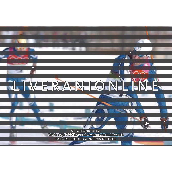PRAGELATO (TO) 26/02/2006 XX OLIMPIADI INVERNALI 50 KM FONDO MASCHILE NELLA FOTO CENTA GIORGIO ALL\'ARRIVO, DIETRO DI LUI PILLER COTTRER PIETRO PH GIGI ARCAINUI/AG. ALDO LIVERANI