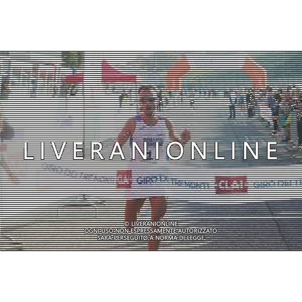 IMOLA 19 10 2025 AUTODROMO ENZO E DINO FERRARI GARA PODISTICA TRE MONTI NELLA FOTO ARRIVO DEL VINCITORE MATTEO LUIS RICCARDI FOTO GIANNI SANNA-AG ALDO LIVERANI SAS