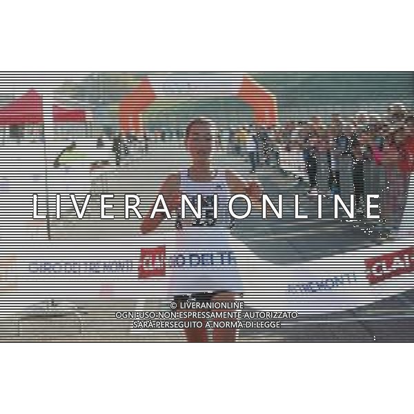 IMOLA 19 10 2025 AUTODROMO ENZO E DINO FERRARI GARA PODISTICA TRE MONTI NELLA FOTO ARRIVO DELLA VINCITRICE GIULIA CORDAZZO FOTO GIANNI SANNA-AG ALDO LIVERANI SAS