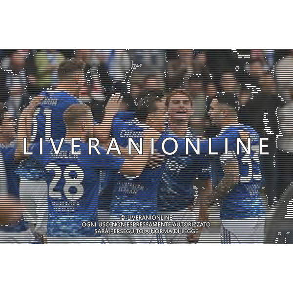 TVRG Como vs Juventus nella foto giocatori Como esultanza dopo il gol dell\'1 a 0 Como 19-10-2025 Stadio Giuseppe Sinigaglia Como vs Juventus Campionato Serie A Enilive - 7a giornata foto Roberto Garavaglia/Agenzia Aldo Liverani sas