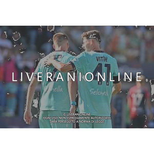 19-10-2025. Cagliari calcio-Bologna F.C. 7° giornta serie A 2025/2026, campionato calcio Italia, stadio Unipol Domus Cagliari. Foto Salvatore Moi/Agenzia Aldo Liverani s.as. Nella foto: Esultanza Gol Bologna in trasferta contro Cagliari allo stadio Unipol Domus. Segna: Emil Holm Bologna ©MOI SALVATORE - AGENZIA ALDO LIVERANI SAS