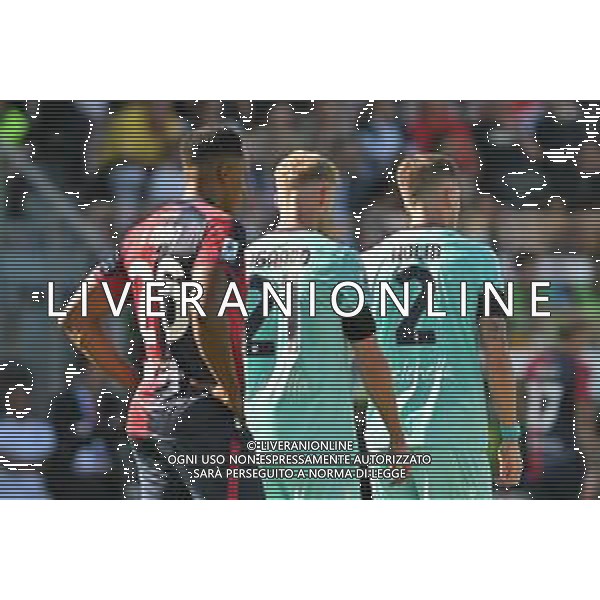 19-10-2025. Cagliari calcio-Bologna F.C. 7° giornta serie A 2025/2026, campionato calcio Italia, stadio Unipol Domus Cagliari. Foto Salvatore Moi/Agenzia Aldo Liverani s.as. Nella foto: Esultanza Gol Bologna in trasferta contro Cagliari allo stadio Unipol Domus. Segna: Emil Holm Bologna ©MOI SALVATORE - AGENZIA ALDO LIVERANI SAS