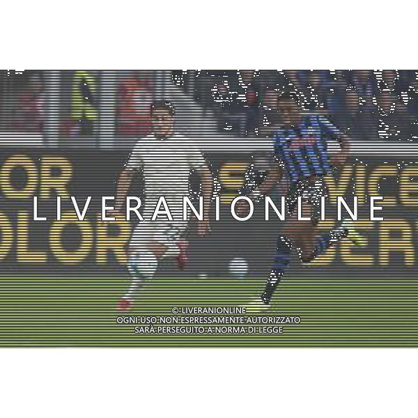 Matteo Cancellieri of SS Lazio competes for the ball with Honest Ahanor of Atalanta BC during Atalanta BC vs SS Lazio, 7° Serie A Enilive 2025-26 game at New Balance arena in Bergamo (BG), Italy, on October 19, 2025. (Photo by Davide Casentini) ag aldo liverani sas