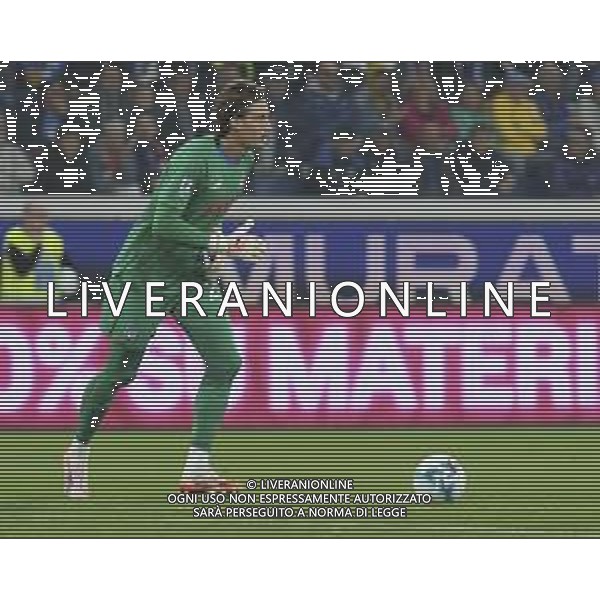 Marco Carnesecchi of Atalanta BC. play the ball during Atalanta BC vs SS Lazio, 7° Serie A Enilive 2025-26 game at New Balance arena in Bergamo (BG), Italy, on October 19, 2025. (Photo by Davide Casentini) AG ALDO LIVERANI SAS