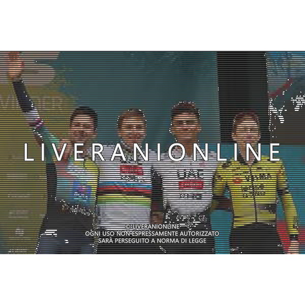 19-10-2025 Andorra Cycling Masters; 2025, Red Bull - Bora Hansgrohe; 2025, Uae Team Emirates - Xrg; 2025, Visma - Lease A Bike; Roglic, Primoz; Pogacar, Tadej; Del Toro Romero, Isaac; Vingegaard, Jonas; Andorra; ©SIROTTI - AGENZIA ALDO LIVERANI SAS