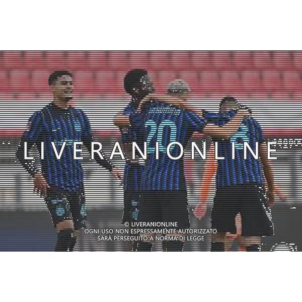 TVRG Inter Under23 vs Renate nella foto giocatori Inter Under23 esultanza dopo il gol dell\'1 a 0 Monza 21-10-2025 U-Power Stadium Inter Under23 vs Renate Campionato Serie C girone A - 9a giornata foto Roberto Garavaglia/Agenzia Aldo Liverani sas
