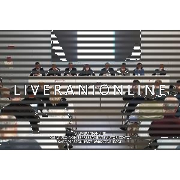 IMOLA 21 10 2025 AUTODROMO ENZO E DINO FERRARI INCONTRO PUBBLICO "UN PIANO DI INTERVENTI DELLA REGIONE EMILIA-ROMAGNA PER LA RIDUZIONE DEL RISCHIO IDRAULICO LUNGO L\'ASTA FLUVIALE DEL SANTERNO NELLA FOTO PRESENTI MICHELE DE PASCALE PRESIDENTE REGIONE EMILIA ROMAGNA,SINDACO DI IMOLA MARCO PANIERI,MANUELA RONTINI REGIONE,MONICA GUIDA,GIANLUCA LOFFREDO,MASSIMO CAMPRINI,PIERO TABANELLI,ANDREA COLOMBO FOTO GIANNI SANNA-AG ALDO LIVERANI SAS