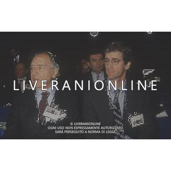 DIAP-RETROSPETTIVA PIETRO BARILLA INDUSTRIALE NELLA FOTO PIETRO BARILLA CON IL FIGLIO GUIDO BARILLA A MILANO NELL\'ANNO 1989 AG ALDO LIVERANI SAS