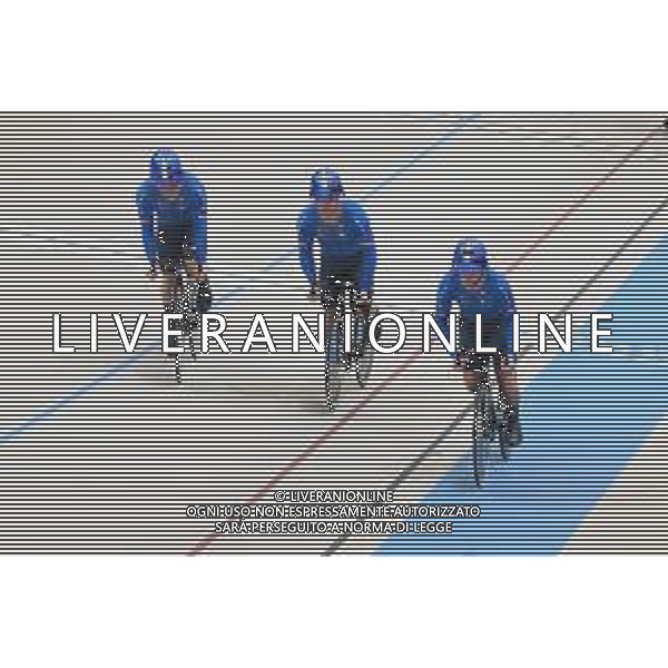 22-10-2025 World Championships Elite Track; Giornata 01; 2025, Italia; Minuta, Stefano; Napolitano, Daniele; Predomo, Mattia; Santiago Del Cile - Velodromo Penalolen; ©SIROTTI - AGENZIA ALDO LIVERANI SAS