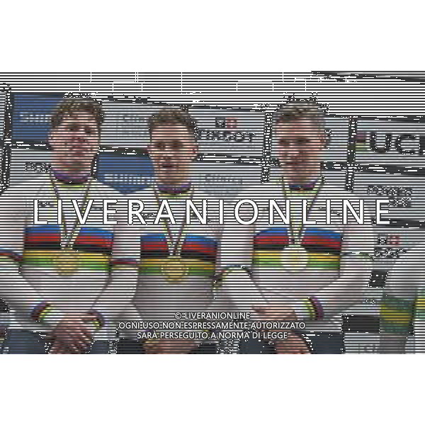 22-10-2025 World Championships Elite Track; Giornata 01; 2025, Olanda; Hoogland, Jeffrey; Lavreysen, Harrie; Van Den Berg, Roy; Santiago Del Cile - Velodromo Penalolen; ©SIROTTI - AGENZIA ALDO LIVERANI SAS