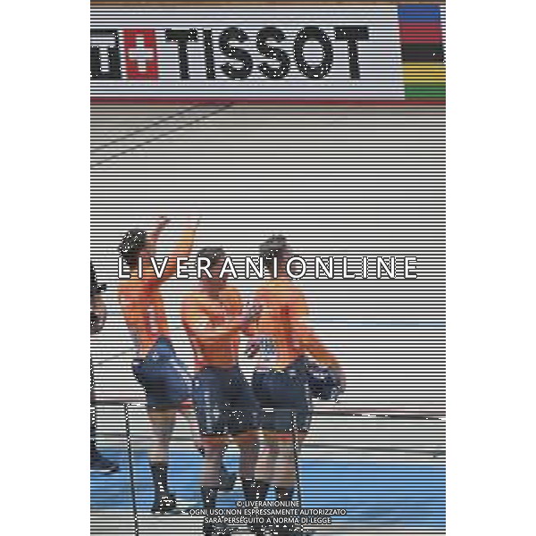 22-10-2025 World Championships Elite Track; Giornata 01; 2025, Olanda; Hoogland, Jeffrey; Lavreysen, Harrie; Van Den Berg, Roy; Santiago Del Cile - Velodromo Penalolen; ©SIROTTI - AGENZIA ALDO LIVERANI SAS