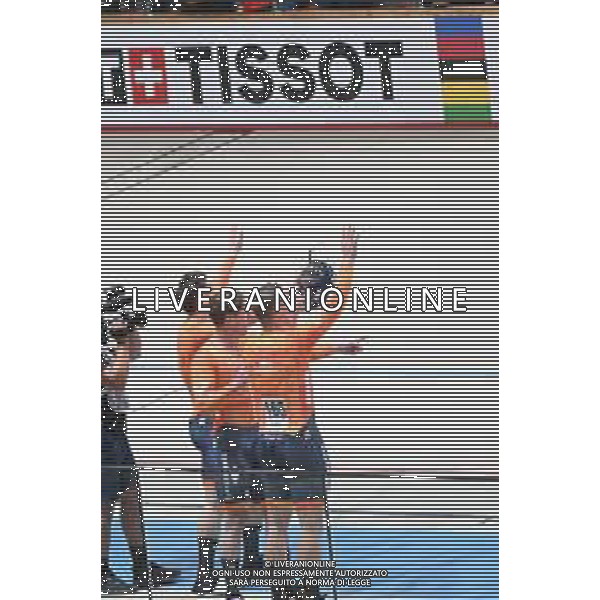 22-10-2025 World Championships Elite Track; Giornata 01; 2025, Olanda; Hoogland, Jeffrey; Lavreysen, Harrie; Van Den Berg, Roy; Santiago Del Cile - Velodromo Penalolen; ©SIROTTI - AGENZIA ALDO LIVERANI SAS
