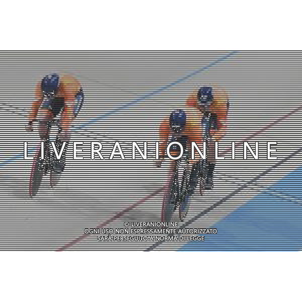 22-10-2025 World Championships Elite Track; Giornata 01; 2025, Olanda; Hoogland, Jeffrey; Lavreysen, Harrie; Van Den Berg, Roy; Santiago Del Cile - Velodromo Penalolen; ©SIROTTI - AGENZIA ALDO LIVERANI SAS