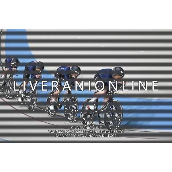 23-10-2025 World Championships Elite Track; Giornata 02; 2025, Usa; Barry, Ashlin; Koontz, Grant; Frislie, Graeme Michael; Johnson, Anders; Santiago Del Cile - Velodromo Penalolen; ©SIROTTI - AGENZIA ALDO LIVERANI SAS