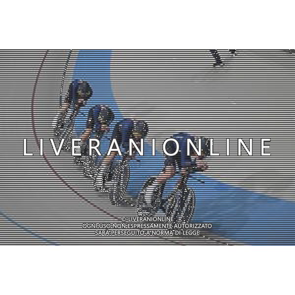 23-10-2025 World Championships Elite Track; Giornata 02; 2025, Usa; Barry, Ashlin; Koontz, Grant; Frislie, Graeme Michael; Johnson, Anders; Santiago Del Cile - Velodromo Penalolen; ©SIROTTI - AGENZIA ALDO LIVERANI SAS