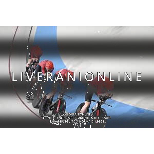 23-10-2025 World Championships Elite Track; Giornata 02; 2025, Danimarca; Hansen, Tobias; Larsen, Niklas; Madsen, Frederik; Pedersen, Rasmus; Santiago Del Cile - Velodromo Penalolen; ©SIROTTI - AGENZIA ALDO LIVERANI SAS