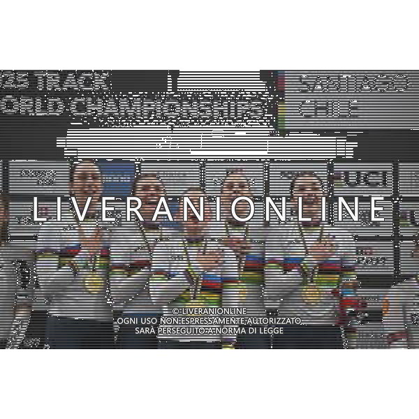 23-10-2025 World Championships Elite Women Track; Giornata 02; 2025, Italia; Guazzini, Vittoria; Fidanza, Martina; Alzini, Martina; Venturelli, Federica; Consonni, Chiara; Santiago Del Cile - Velodromo Penalolen; ©SIROTTI - AGENZIA ALDO LIVERANI SAS