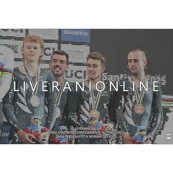 23-10-2025 World Championships Elite Track; Giornata 02; 2025, New Zealand; Sexton, Thomas; Erwood, Marshall; Horbblow, Keegan; Kergozou De La Boessiere, Nicholas; Santiago Del Cile - Velodromo Penalolen; ©SIROTTI - AGENZIA ALDO LIVERANI SAS