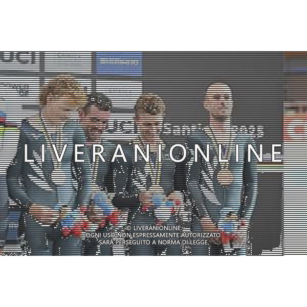 23-10-2025 World Championships Elite Track; Giornata 02; 2025, New Zealand; Sexton, Thomas; Erwood, Marshall; Horbblow, Keegan; Kergozou De La Boessiere, Nicholas; Santiago Del Cile - Velodromo Penalolen; ©SIROTTI - AGENZIA ALDO LIVERANI SAS