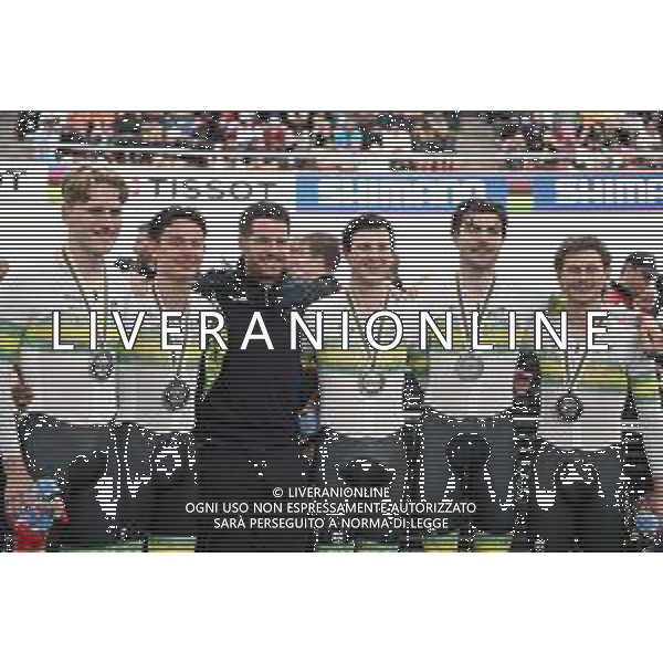 23-10-2025 World Championships Elite Track; Giornata 02; 2025, Australia; Bleddyn, Olver; Agnoletto, Blake; Leahy, Conor; Moriarty, James; Walsh, Liam; Santiago Del Cile - Velodromo Penalolen; ©SIROTTI - AGENZIA ALDO LIVERANI SAS