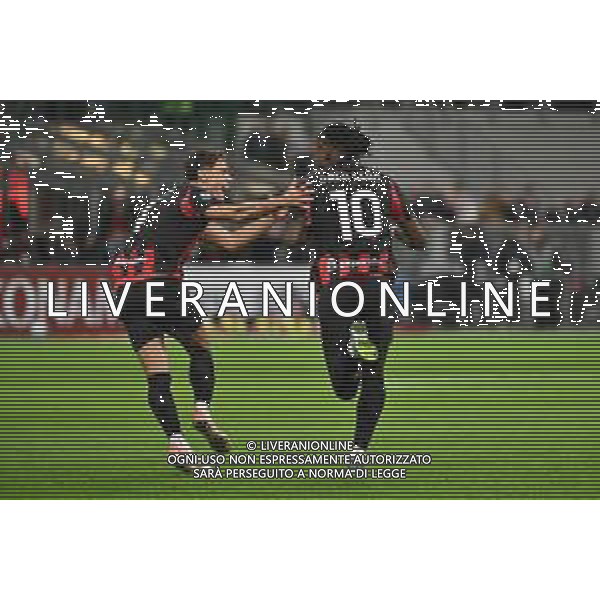 Milan vs Pisa nella foto Samuele Ricci (Milan) e Rafael Leao (Milan) esultanza dopo il gol dell\'1 a 0 Milano 24-10-2025 Stadio Giuseppe Meazza - San Siro Milan vs Pisa Campionato Serie A Enilive - 8a giornata foto Roberto Garavaglia/Agenzia Aldo Liverani sas