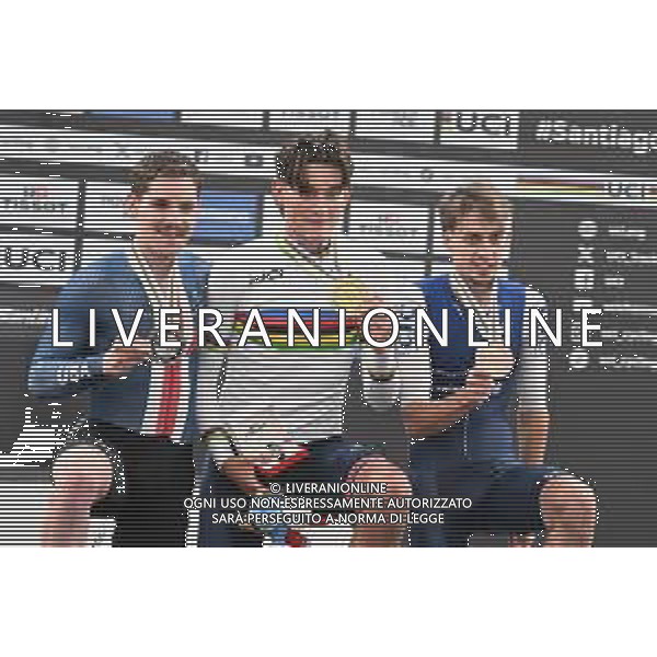 24-10-2025 World Championships Elite Track; Giornata 03; 2025, Great Britain; 2025, Usa; 2025, France; Tarling, Joshua; Moore, Peter; Petit, Clement; Santiago Del Cile - Velodromo Penalolen; ©SIROTTI - AGENZIA ALDO LIVERANI SAS