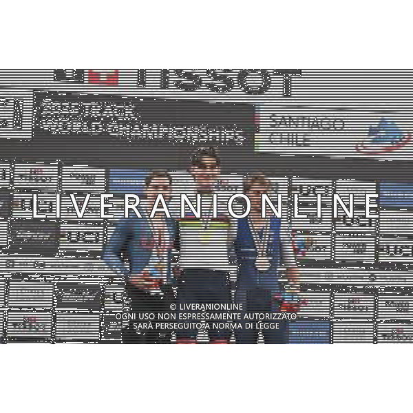 24-10-2025 World Championships Elite Track; Giornata 03; 2025, Great Britain; 2025, Usa; 2025, France; Tarling, Joshua; Moore, Peter; Petit, Clement; Santiago Del Cile - Velodromo Penalolen; ©SIROTTI - AGENZIA ALDO LIVERANI SAS