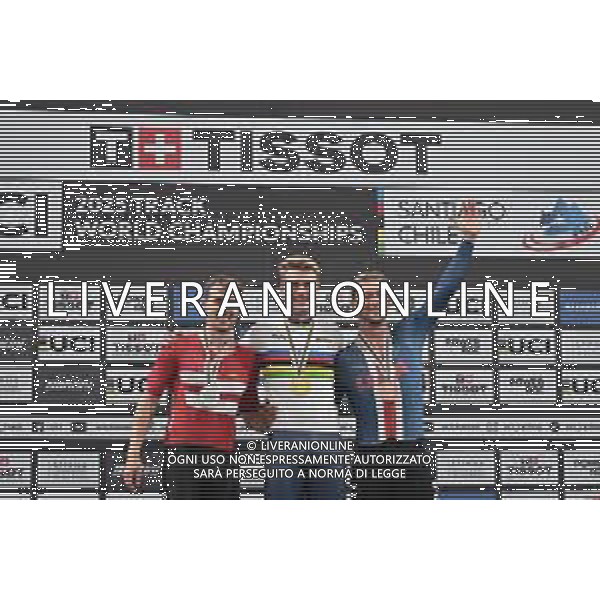 24-10-2025 World Championships Elite Track; Giornata 03; 2025, Great Britain; 2025, Danimarca; 2025, Usa; Charlton, Josh; Pedersen, Rasmus; Johnson, Anders; Santiago Del Cile - Velodromo Penalolen; ©SIROTTI - AGENZIA ALDO LIVERANI SAS