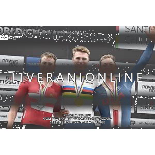 24-10-2025 World Championships Elite Track; Giornata 03; 2025, Great Britain; 2025, Danimarca; 2025, Usa; Charlton, Josh; Pedersen, Rasmus; Johnson, Anders; Santiago Del Cile - Velodromo Penalolen; ©SIROTTI - AGENZIA ALDO LIVERANI SAS