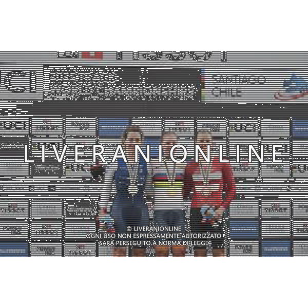 24-10-2025 World Championships Elite Women Track; Giornata 03; 2025, Olanda; 2025, France; 2025, Danimarca; Wiebes, Lorena; Borras, Marion; Dideriksen, Amalie; Santiago Del Cile - Velodromo Penalolen; ©SIROTTI - AGENZIA ALDO LIVERANI SAS