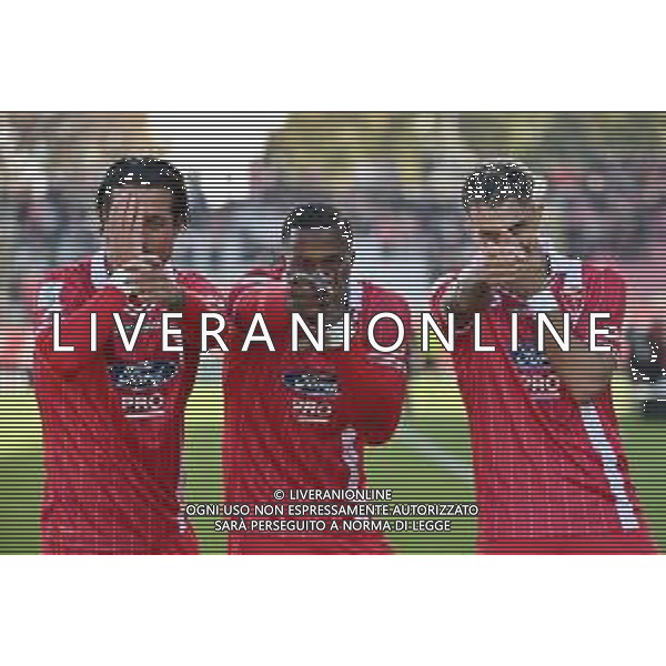 TVRG Monza vs Reggiana nella foto da SX Armando Izzo (Monza), Keita Balde Diao (Monza) e Dany Mota Carvalho (Monza) esultanza dopo il gol dell\'1 a 0 Monza 25-10-2025 U-Power Stadium Monza vs Reggiana Campionato Serie BKT - 9a giornata foto Roberto Garavaglia/Agenzia Aldo Liverani sas