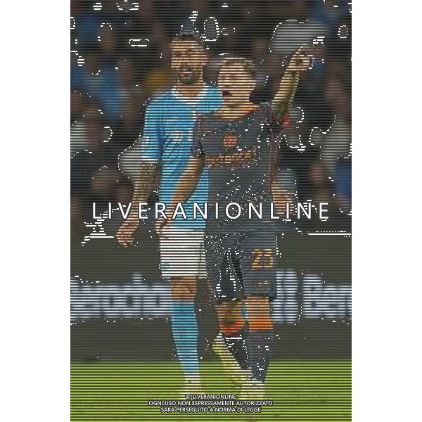 Napoli, Inter Nella Foto: Nicolo’ Barella, Leonardo Spinazzola Foto Mosca, Ag.Liverani -NAPOLI vs INTER CAMPIONATO CALCIO SERIE A 25.10.2025 ©MOSCA - AGENZIA ALDO LIVERANI SAS