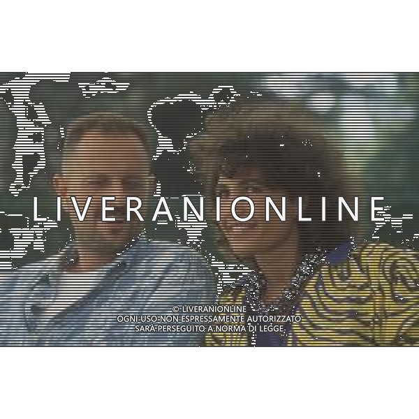 DIAP-RETROSPETTIVA ROBERTA MANFREDI ATTRICE  NELLA FOTO ROBERTA MANFREDI NELL\'ANNO 1985 CON IL MARITO WERNER MASTEN AG ALDO LIVERANI SAS 