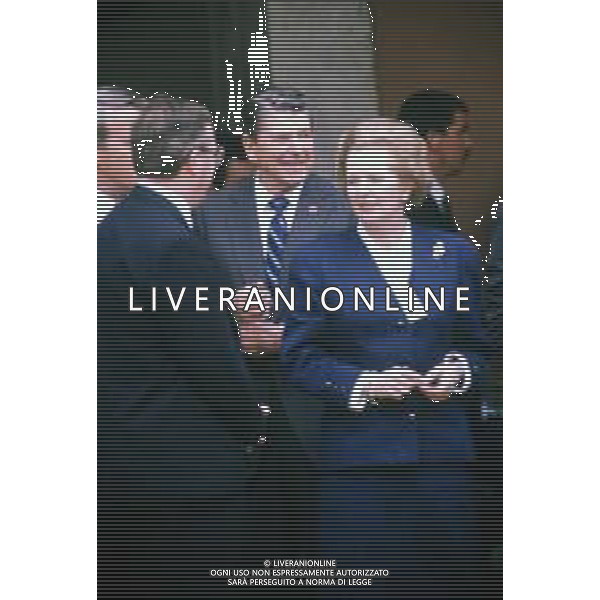 DIAP-RETROSPETTIVA MARGARET THATHCER POLITICA NELLA FOTO MARGARET THATHCER A VENEZIA NELL\'ANNO 1987 CON RONALD REAGAN AG ALDO LIVERANI SAS