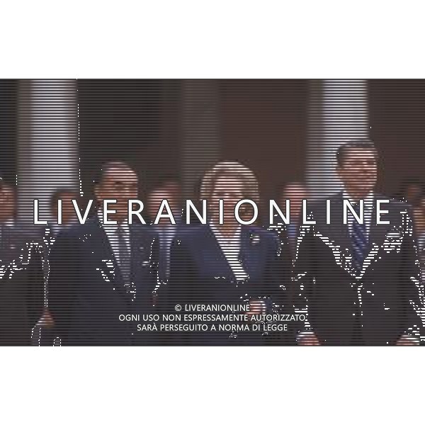 DIAP-RETROSPETTIVA MARGARET THATHCER POLITICA NELLA FOTO MARGARET THATHCER A VENEZIA NELL\'ANNO 1987 CON RONALD REAGAN AG ALDO LIVERANI SAS