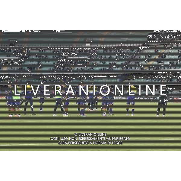 Hellas Verona players applaud the fans following the final whistle during Hellas Verona FC vs Cagliari Calcio, 8° Serie A Enilive 2025-26 game at Marcantonio Bentegodi stadium in Verona (VR), Italy, on October 26, 2025. (Photo by Davide Casentini)- AGENZIA ALDO LIVERANI SAS