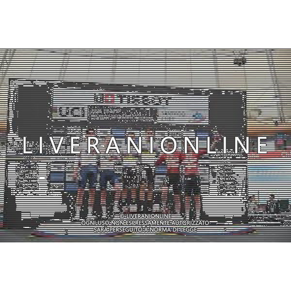 26-10-2025 World Championships Elite Track; Giornata 05; 2025, Belgium; 2025, Great Britain; 2025, Danimarca; De Wylder, Lindsay; Van De Bossche, Fabio; Stewart, Mark; Tarling, Joshua; Larsen, Niklas; Leth, Lasse; Santiago Del Cile - Velodromo Penalolen; ©SIROTTI - AGENZIA ALDO LIVERANI SAS