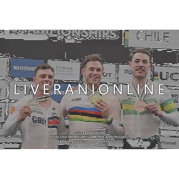 26-10-2025 World Championships Elite Track; Giornata 05; 2025, Olanda; 2025, Great Britain; 2025, Australia; Lavreysen, Harrie; Richardson, Matthew; Hoffman, Leigh; Santiago Del Cile - Velodromo Penalolen; ©SIROTTI - AGENZIA ALDO LIVERANI SAS