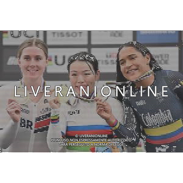 26-10-2025 World Championships Elite Women Track; Giornata 05; 2025, Japan; 2025, Great Britain; 2025, Colombia; Sato, Mina; Finucane, Emma; Cuadrado Florez, Stefany Lorena; Santiago Del Cile - Velodromo Penalolen; ©SIROTTI - AGENZIA ALDO LIVERANI SAS