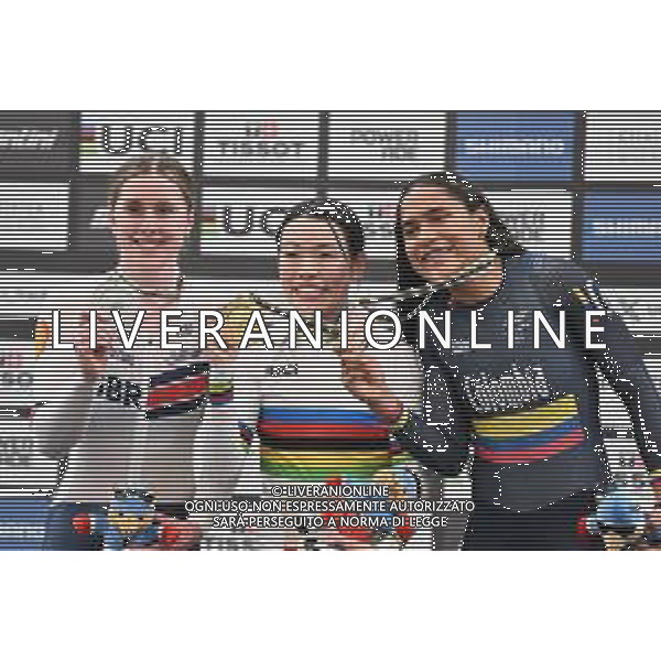 26-10-2025 World Championships Elite Women Track; Giornata 05; 2025, Japan; 2025, Great Britain; 2025, Colombia; Sato, Mina; Finucane, Emma; Cuadrado Florez, Stefany Lorena; Santiago Del Cile - Velodromo Penalolen; ©SIROTTI - AGENZIA ALDO LIVERANI SAS
