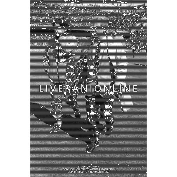 NEG- RETROSPETTIVA GIOVANNI TRAPATTONI ALLENATORE JUVENTUS NELLA FOTO GIOVANNI TRAPATTONI CON IL CALCIATORE LUCIANO BODINI NELL’ANNO 1985-1986 AG ALDO LIVERANI SAS