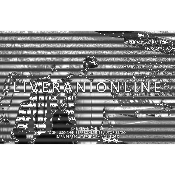 NEG- RETROSPETTIVA GIOVANNI TRAPATTONI ALLENATORE JUVENTUS NELLA FOTO GIOVANNI TRAPATTONI CON NILS LIEDHOLM (ALLENATORE MILAN ) NELL’ANNO 1985-1986 AG ALDO LIVERANI SAS