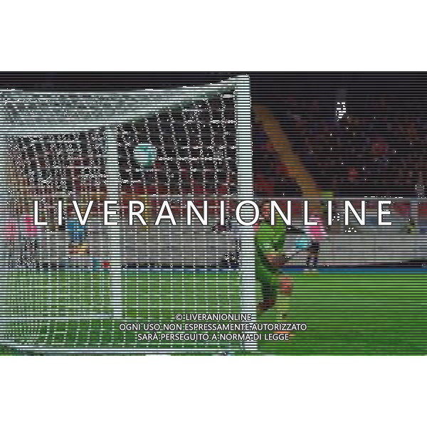 TVEM October 28, 2025 Lecce, Italy - US Lecce vs SSC Napoli - Italian soccer serie A 2025/26 - Via Del Mare Stadium. In the pic: Frank Anguissa of SSC Napoli scores a goal of 0-1 ©TVEM Emmanuele Mastrodonato - AGENZIA ALDO LIVERANI SAS