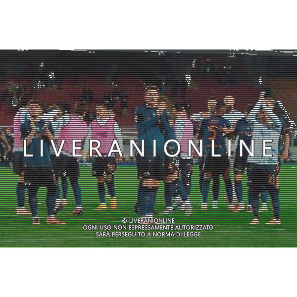 TVEM October 28, 2025 Lecce, Italy - US Lecce vs SSC Napoli - Italian soccer serie A 2025/26 - Via Del Mare Stadium. In the pic: the SSC Napoli players applauds fans ©TVEM Emmanuele Mastrodonato - AGENZIA ALDO LIVERANI SAS