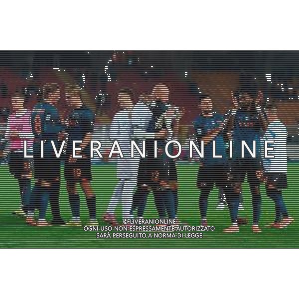 TVEM October 28, 2025 Lecce, Italy - US Lecce vs SSC Napoli - Italian soccer serie A 2025/26 - Via Del Mare Stadium. In the pic: the SSC Napoli players celebrates the victory ©TVEM Emmanuele Mastrodonato - AGENZIA ALDO LIVERANI SAS